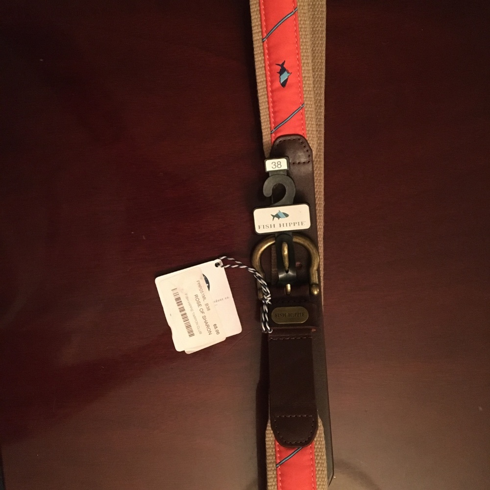 Fish Hippie Men's Belt size 38 Fish Coral/Blue